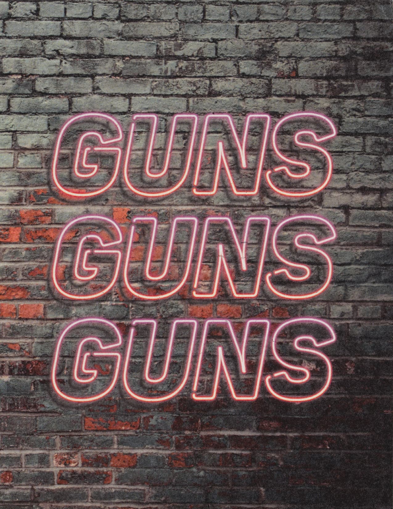 Guns Guns Guns Neon Sign Greeting Card